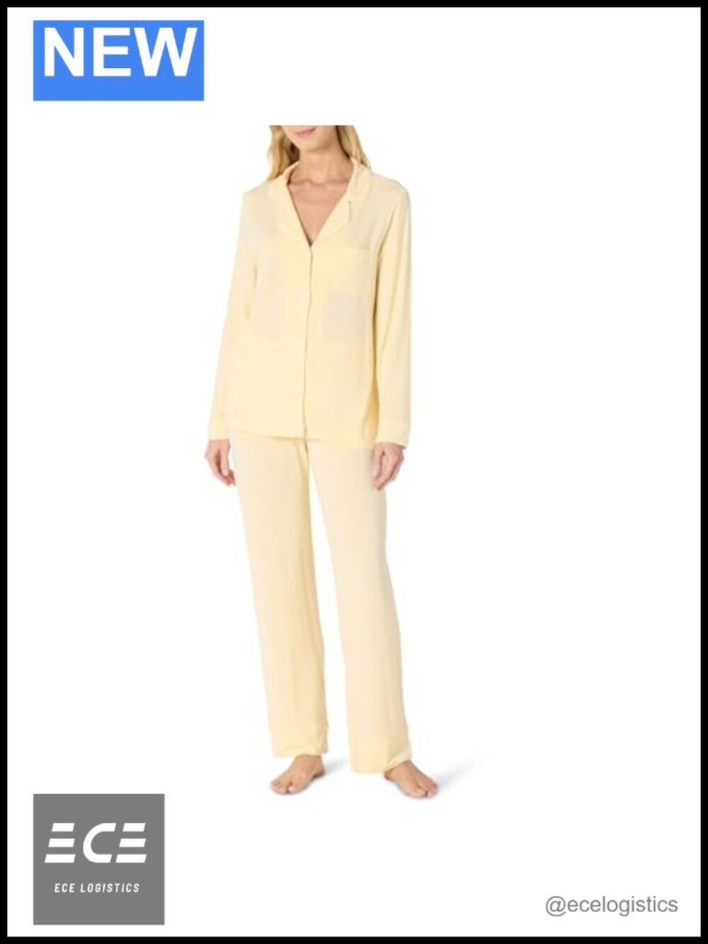 Women's Modal Jersey Pajama Set Button-Front Long Sleeve Relaxed Fit